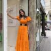 Φόρεμα μακρύ με φουσκωτά μανίκια
