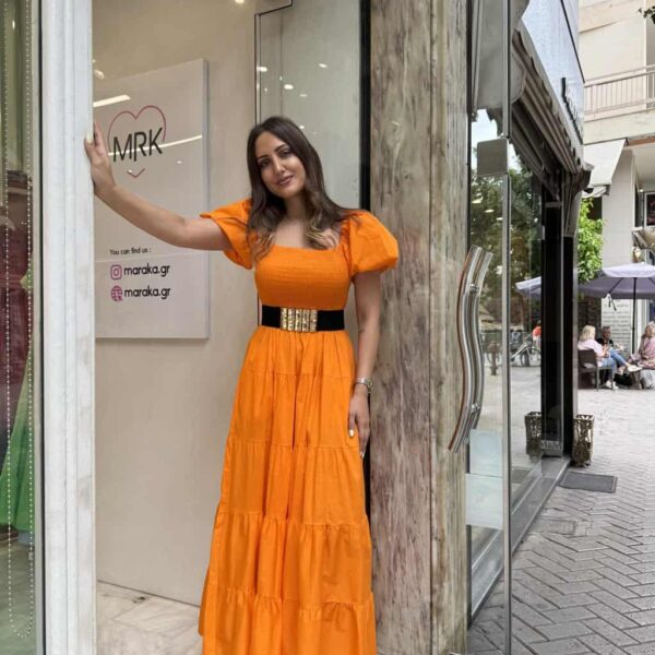 Φόρεμα μακρύ με φουσκωτά μανίκια