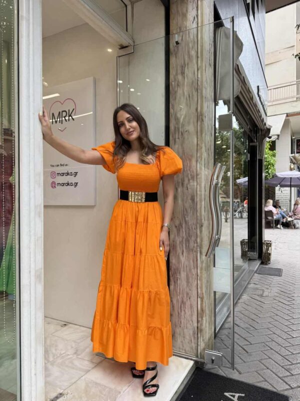 Φόρεμα μακρύ με φουσκωτά μανίκια